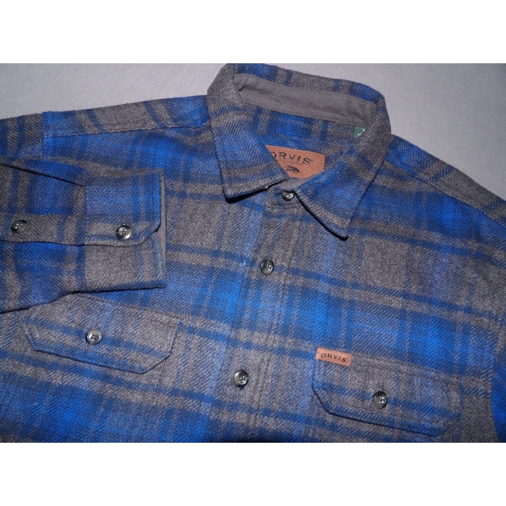 ORVIS Long‎ Sleeved Plaid Flannel Side Pockets Button Up Shirt Men's Medium